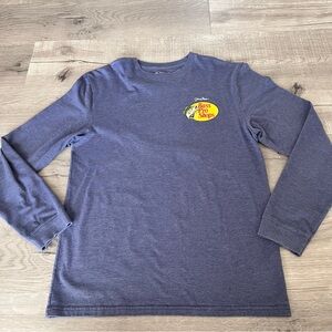 Bass Pro Shops Heather Navy Long Sleeve Shirt with Yellow Logo
